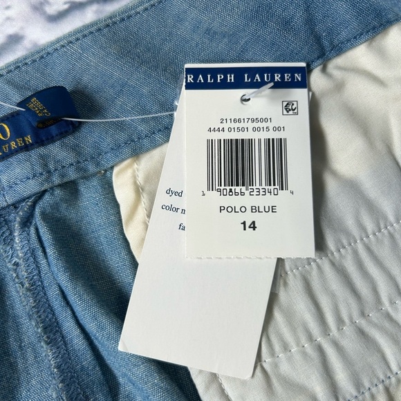 NWT Polo Ralph Lauren Chambray Belted Shorts. Size 14. - Picture 3 of 6